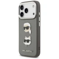 Etui Karl Lagerfeld FW Grained Karl & Choupette Heads Pins & Logo na iPhone 17 Pro - szare