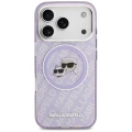 Etui Karl Lagerfeld IML Glitter Karl & Choupette Heads Logo MagSafe na iPhone 17 Pro - fioletowe