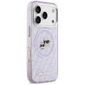 Etui Karl Lagerfeld IML Glitter Karl & Choupette Heads Logo MagSafe na iPhone 17 Pro - fioletowe