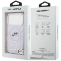Etui Karl Lagerfeld IML Glitter Karl & Choupette Heads Logo MagSafe na iPhone 17 Pro - fioletowe