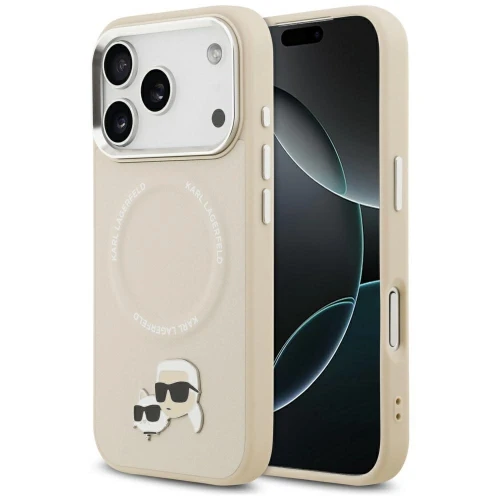 Etui Karl Lagerfeld Karl & Choupette Pins MagSafe do iPhone 17 Pro - beżowe