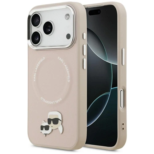 Etui Karl Lagerfeld Karl & Choupette Pins MagSafe do iPhone 17 Pro - różowe