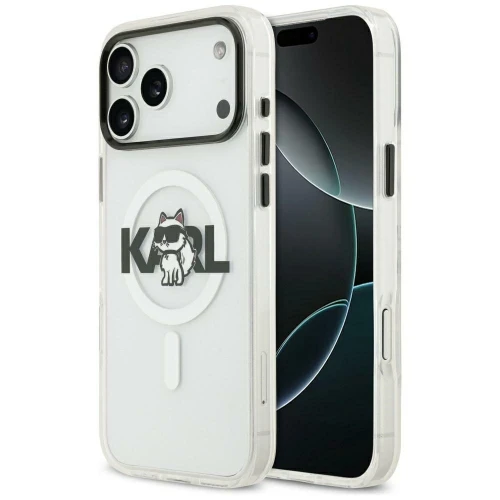 Etui Karl Lagerfeld IML Choupette Sketch Logo MagSafe na iPhone 17 - przezroczyste