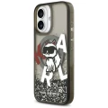 Etui Karl Lagerfeld Liquid Glitter Choupette Logo MagSafe na iPhone 17 - czarne