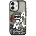 Etui Karl Lagerfeld Liquid Glitter Choupette Logo MagSafe na iPhone 17 - czarne