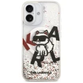 Etui Karl Lagerfeld Liquid Glitter Choupette Logo MagSafe na iPhone 17 - przezroczyste