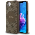 Etui Guess 4G Circle Classic Logo MagSafe na iPhone 16e - brązowe