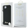 Etui Guess Silicone Script Metal Logo MagSafe na iPhone 16e - czarne