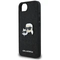 Etui Karl Lagerfeld Fixed Glitter Karl&Choupette Heads Metal Pin na iPhone 16e - czarne
