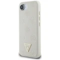 Etui Guess Grained Hot Stamp Peony Triangle Logo MagSafe na iPhone 16e - beżowe