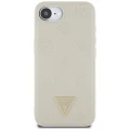 Etui Guess Grained Hot Stamp Peony Triangle Logo MagSafe na iPhone 16e - beżowe