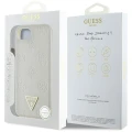 Etui Guess Grained Hot Stamp Peony Triangle Logo MagSafe na iPhone 16e - beżowe