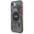 Etui Guess IML Flowers MagSafe na iPhone 16e - czarne