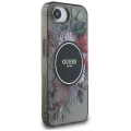 Etui Guess IML Flowers MagSafe na iPhone 16e - czarne