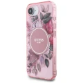 Etui Guess IML Flowers MagSafe na iPhone 16e - różowe