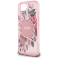 Etui Guess IML Flowers MagSafe na iPhone 16e - różowe