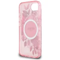 Etui Guess IML Flowers MagSafe na iPhone 16e - różowe