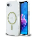 Etui Guess IML Glitter Circle MagSafe na iPhone 16e - przezroczyste