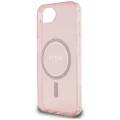Etui Guess IML Glitter Circle MagSafe na iPhone 16e - różowe