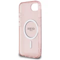 Etui Guess IML Glitter Circle MagSafe na iPhone 16e - różowe
