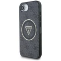 Etui Guess IML Metal Glitter 4G Circle Triangle MagSafe na iPhone 16e - czarne