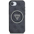 Etui Guess IML Metal Glitter 4G Circle Triangle MagSafe na iPhone 16e - czarne