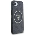 Etui Guess IML Metal Glitter 4G Circle Triangle MagSafe na iPhone 16e - czarne