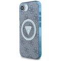 Etui Guess IML Metal Glitter 4G Circle Triangle MagSafe na iPhone 16e - niebieskie