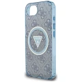 Etui Guess IML Metal Glitter 4G Circle Triangle MagSafe na iPhone 16e - niebieskie