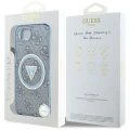 Etui Guess IML Metal Glitter 4G Circle Triangle MagSafe na iPhone 16e - niebieskie