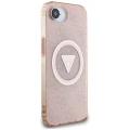 Etui Guess IML Metal Glitter 4G Circle Triangle MagSafe na iPhone 16e - różowe