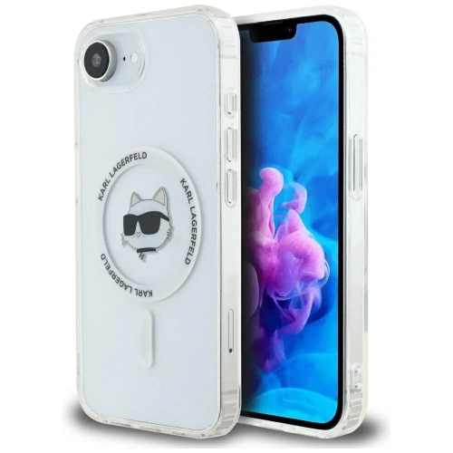 Etui Karl Lagerfeld IML Metal Choupette Head MagSafe na iPhone 16e - białe