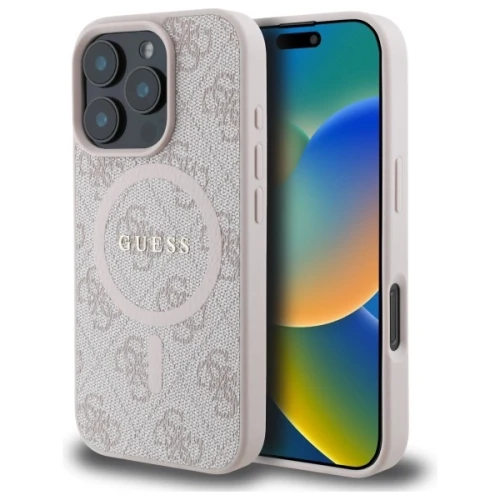 Etui Guess 4G Ring Classic Logo MagSafe na iPhone 16 Pro Max - różowe