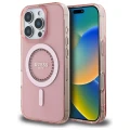 Etui Guess IML Rhinestones MagSafe na iPhone 16 Pro Max - różowe