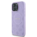Etui Guess Saffiano Peony Classic Logo MagSafe na iPhone 16 Pro Max - fioletowe