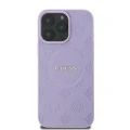 Etui Guess Saffiano Peony Classic Logo MagSafe na iPhone 16 Pro Max - fioletowe