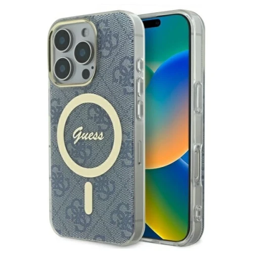 Etui Guess IML 4G MagSafe na iPhone 16 Pro Max - niebieskie