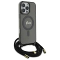 Etui Guess Crossbody Cord Script MagSafe na iPhone 16 Pro Max - czarne