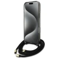 Etui Guess Crossbody Cord Script MagSafe na iPhone 16 Pro Max - czarne
