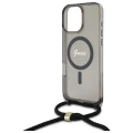 Etui Guess Crossbody Cord Script MagSafe na iPhone 16 Pro Max - czarne