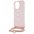 Etui Guess Crossbody Cord Script MagSafe na iPhone 16 Pro Max  - różowe