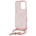 Etui Guess Crossbody Cord Script MagSafe na iPhone 16 Pro Max  - różowe