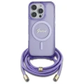 Etui Guess Crossbody Cord Script MagSafe na iPhone 16 Pro Max - fioletowe