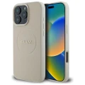 Etui Guess Grained Gold Ring MagSafe na iPhone 16 Pro Max - beżowe
