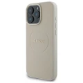 Etui Guess Grained Gold Ring MagSafe na iPhone 16 Pro Max - beżowe
