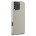 Etui Guess Grained Gold Ring MagSafe na iPhone 16 Pro Max - beżowe