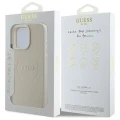 Etui Guess Grained Gold Ring MagSafe na iPhone 16 Pro Max - beżowe