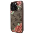 Etui Guess 4G Flowers Print MagSafe na iPhone 16 Pro Max 6.9" - brązowe