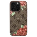Etui Guess 4G Flowers Print MagSafe na iPhone 16 Pro Max 6.9" - brązowe