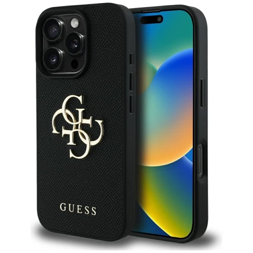 Etui Guess Grained Big 4G Logo Small Classic Logo na iPhone 16 Pro Max - czarne